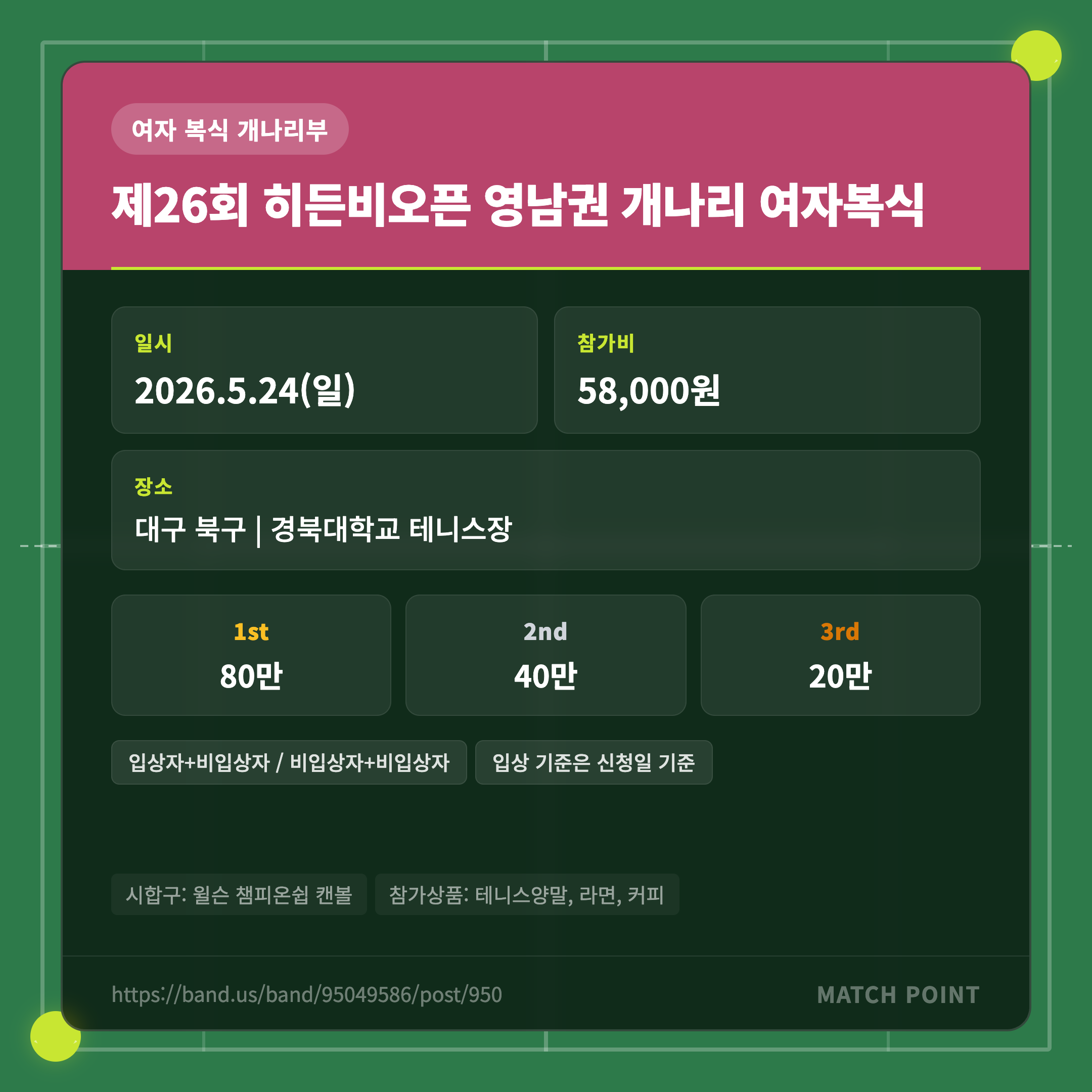 제26회 히든비오픈 영남권 개나리 여자복식