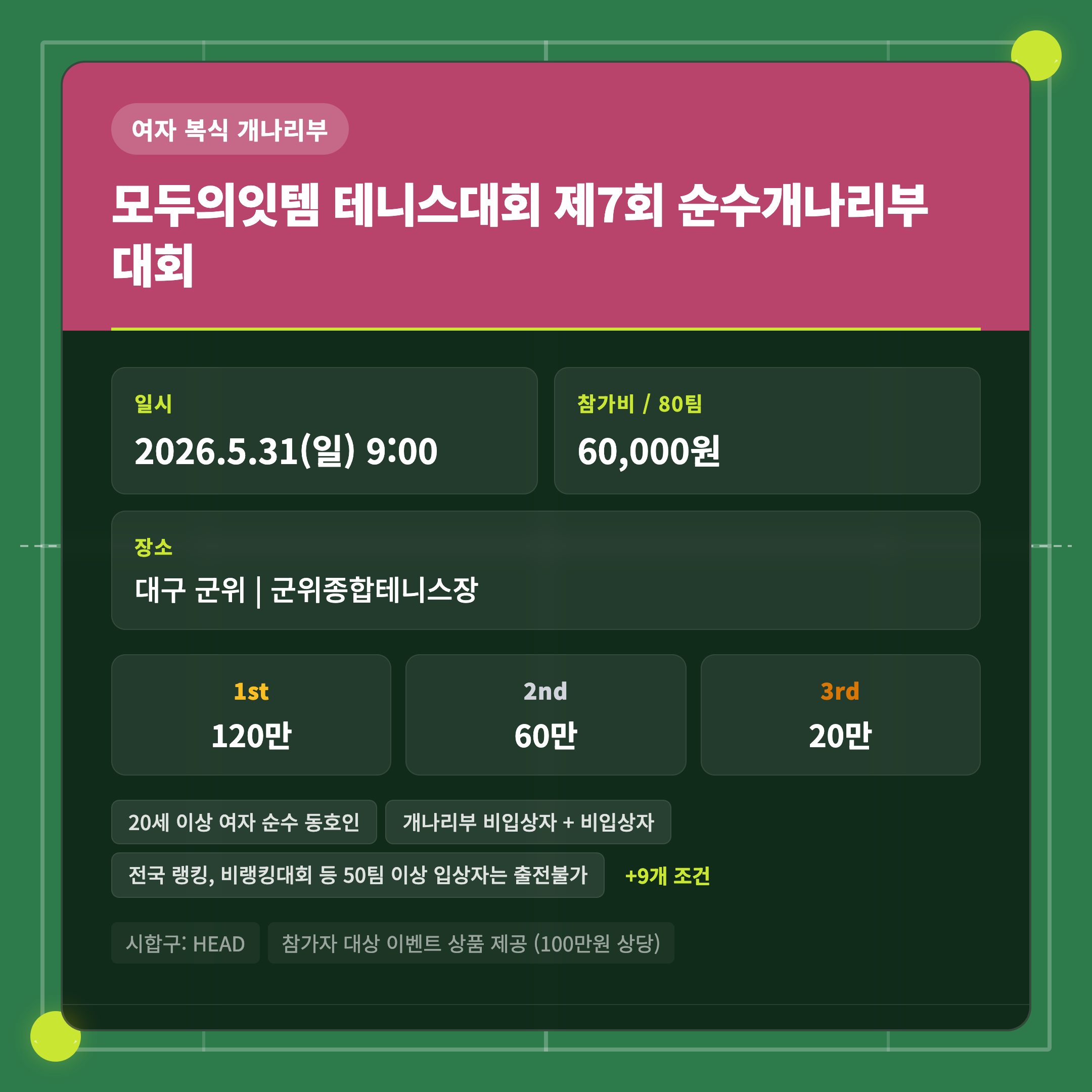 모두의잇템 테니스대회 제7회 순수개나리부 대회