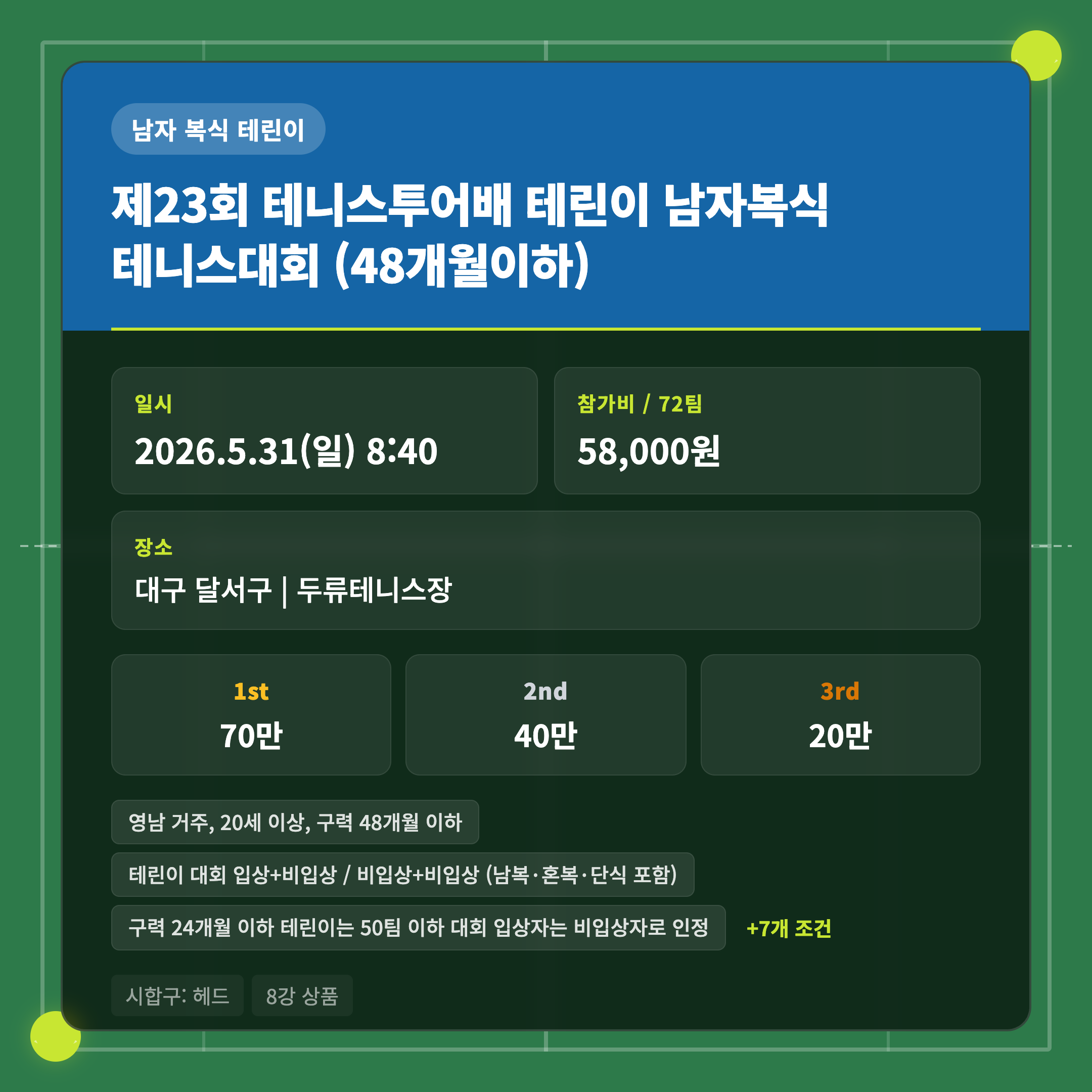 제23회 테니스투어배 테린이 남자복식 테니스대회 (48개월이하)